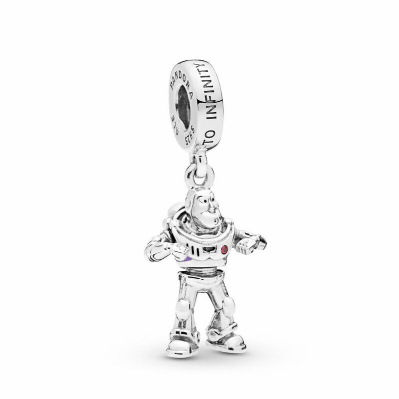 Pandora Disneyr Pixar, Toy Story, Buzz Lightyear Dangle Charm - Sterling Silver/Enamel/Purple/Cubic